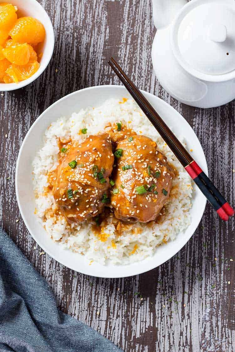 Sesame Orange Chicken Overhead