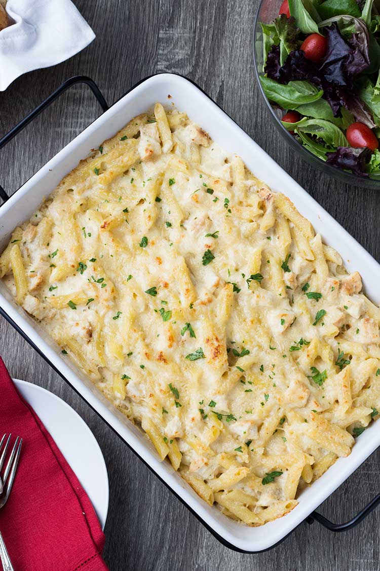Chicken Alfredo Bake Overhead