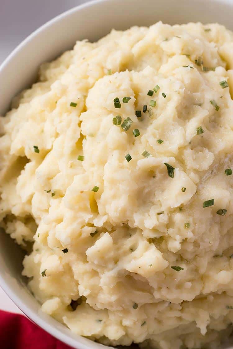 Garlic Herb Mashed Potatoes overhead shot