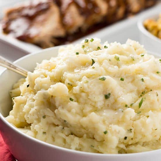 Garlic Herb Mashed Potatoes on table